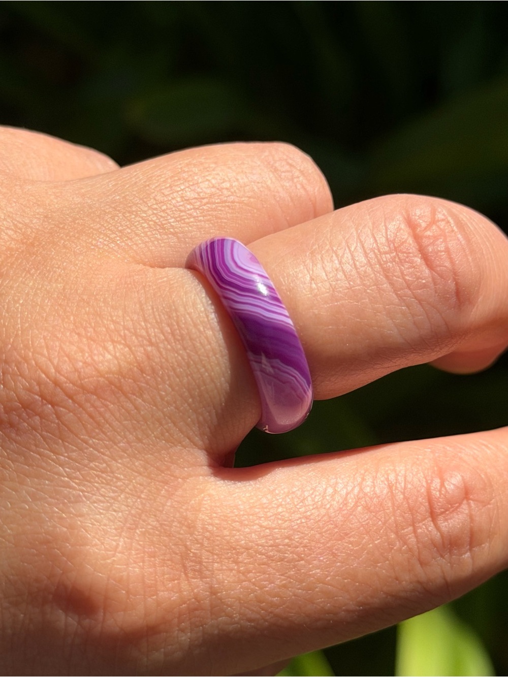 SIZE 7 Purple Banded Agate Ring 2560 - Picture 4 of 7